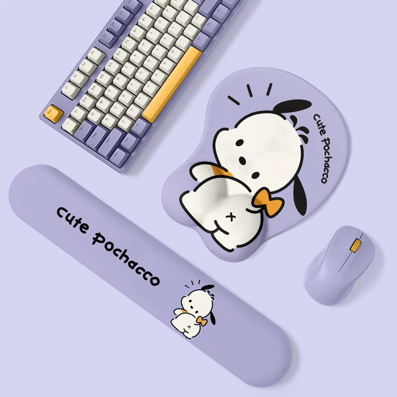 

Cute Purple Keyboard Wrist Rest Memory Foam Mouse Pad Ergonomic Silicone Non Slip Kawaii Dog for Gamer Writer Programmer