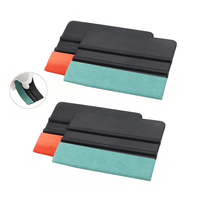 

TOFAR 4pcs Vinyl Car Wrap Squeegee No Scratch Suede Felt Scraper Carbon Fiber Film Car Stickers Decal Install Wash Clean Tools