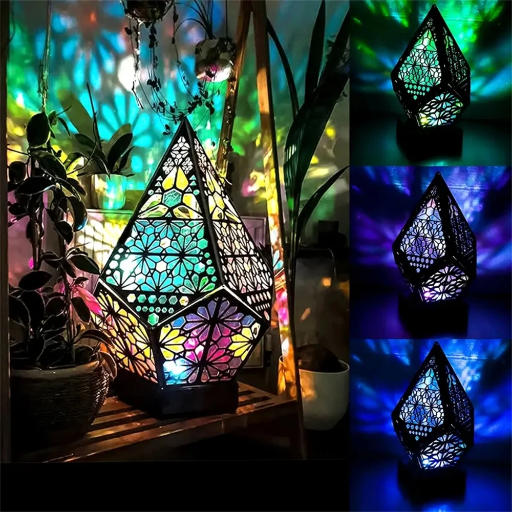 

3D Projectors Colorful Bohemian LED Night Lights Polar Star Starry Sky Floor Projection Lamp Room Decor Decoration Home