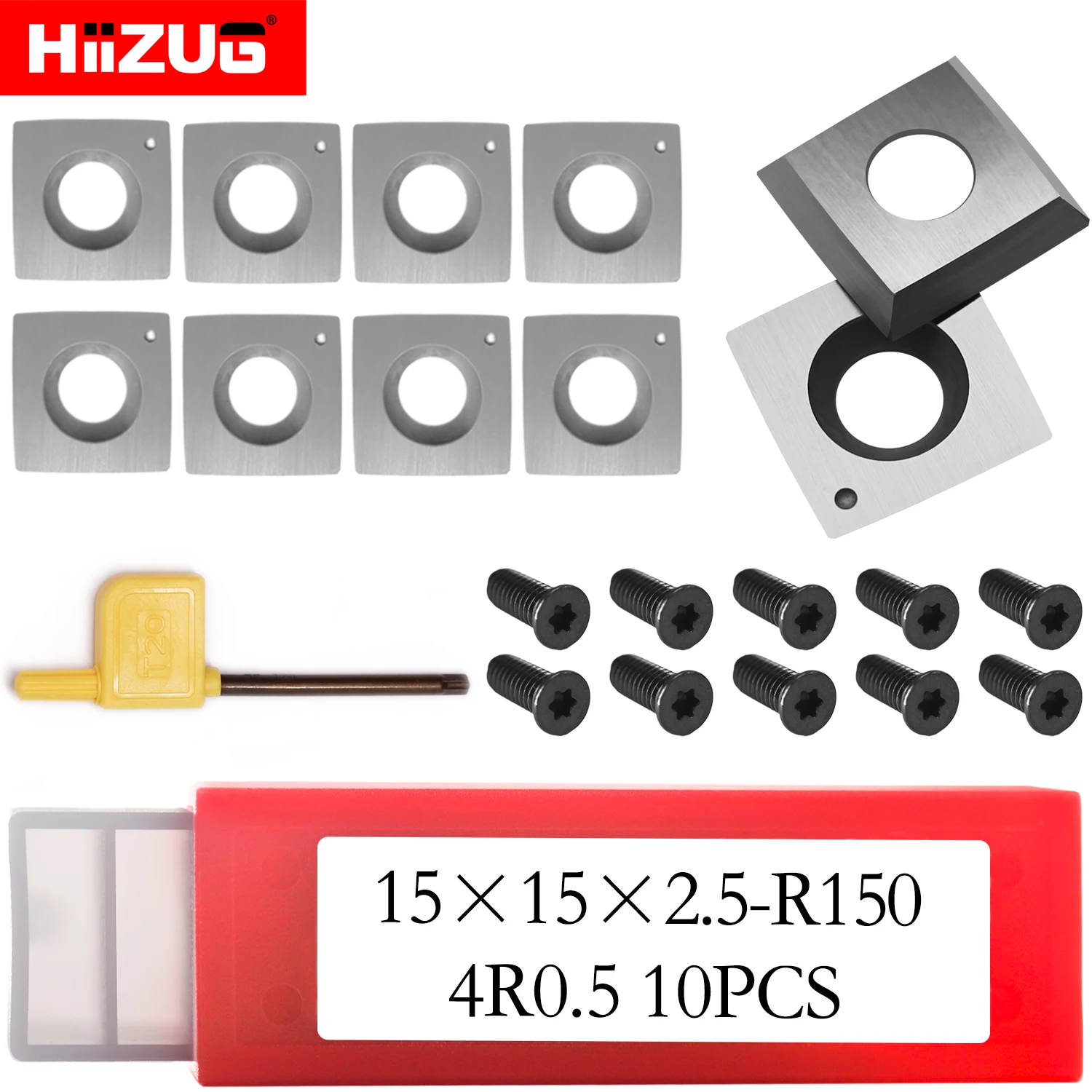 

15mm with 150mm Radius 4 Corners Square Replacement Carbide Inserts Blades for Savannah Helical Spiral Planer Head 10pcs