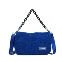 fashion winter imitation lamb hair shoulder bag women solid color plush handbags casual shopper bag women totes