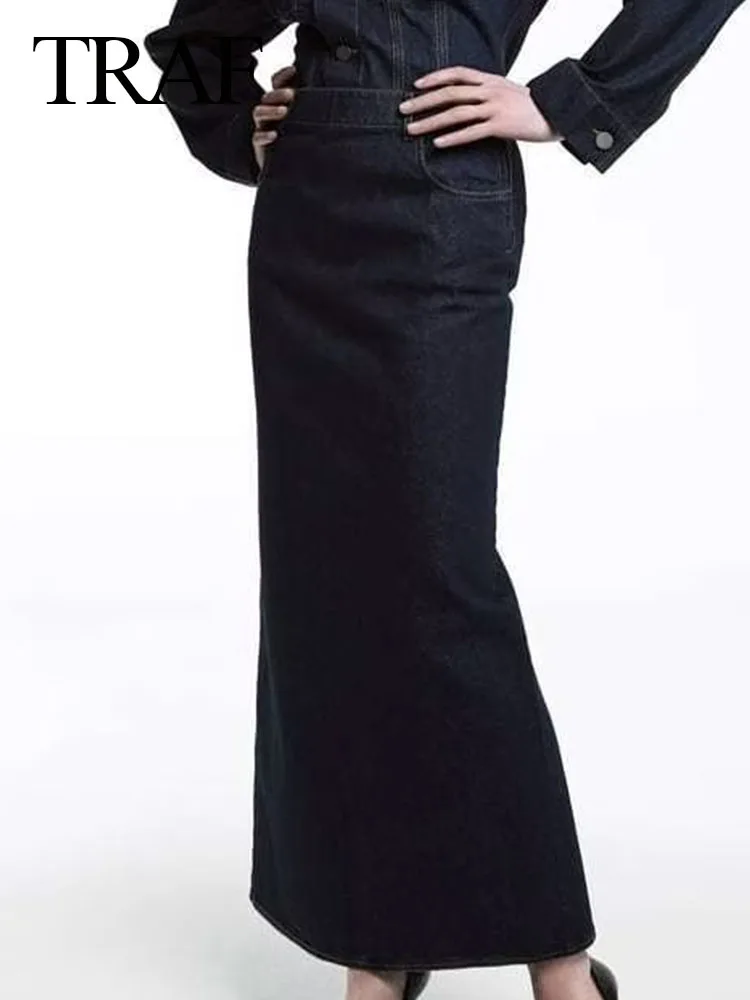 

Модная элегантная простая черная сексуальная облегающая юбка TRAF с разрезом, Женская зрелая Привлекательная юбка на молнии, Женская Ретро-юбка, лето 2023