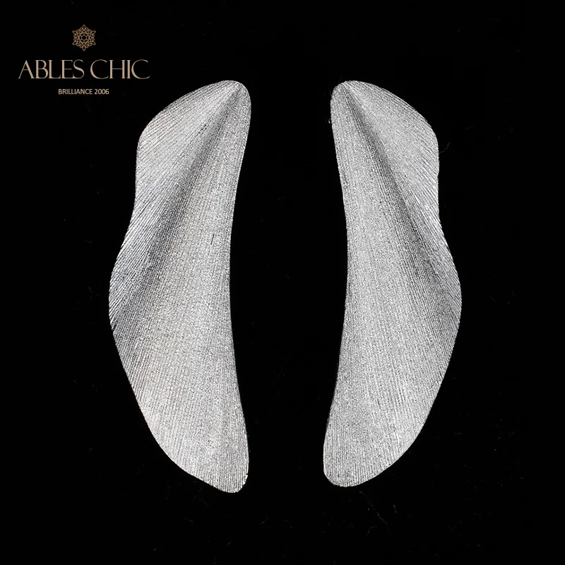 18K Gold Tone Post Modern Design Earrings Sterling Silver Silky Wedding Earrings C11E4S26184