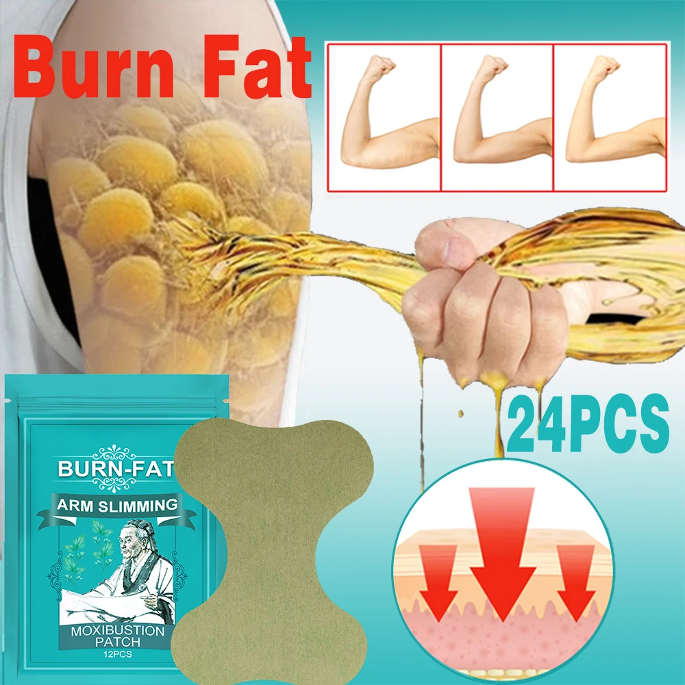 12/24PCS Arm Slimming Thin Arm Moxibustion Paste Burning Fat Stickers Herbal Heating Pad Lose Weight Body Massage Care Plaster
