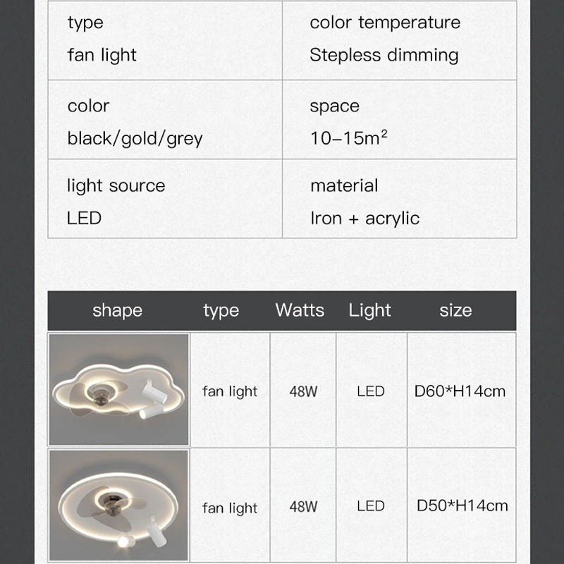Golden LED Ceiling Fan Lights Chandeliers With Spotlight Home Bedroom Study Room Decorative Remote Control Electric Ventilation |