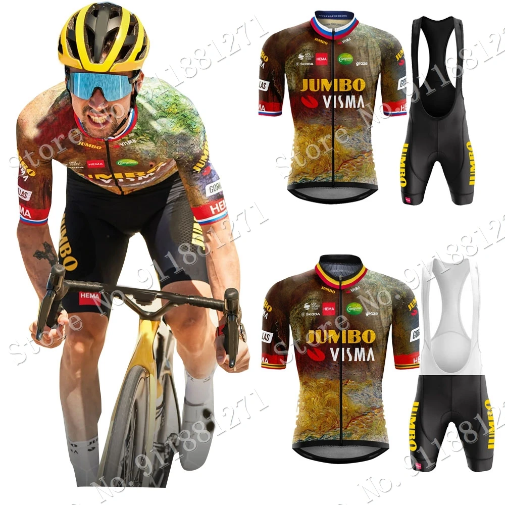 2022 Jumbo Visma France Team Cycling Clothing Jersey Set Short Sleeve Road Bike Shirts Bicycle Bib Shorts MTB Road Ropa