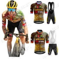 2022 jumbo visma france team cycling clothing jersey set short sleeve road bike shirts bicycle bib shorts mtb road ropa