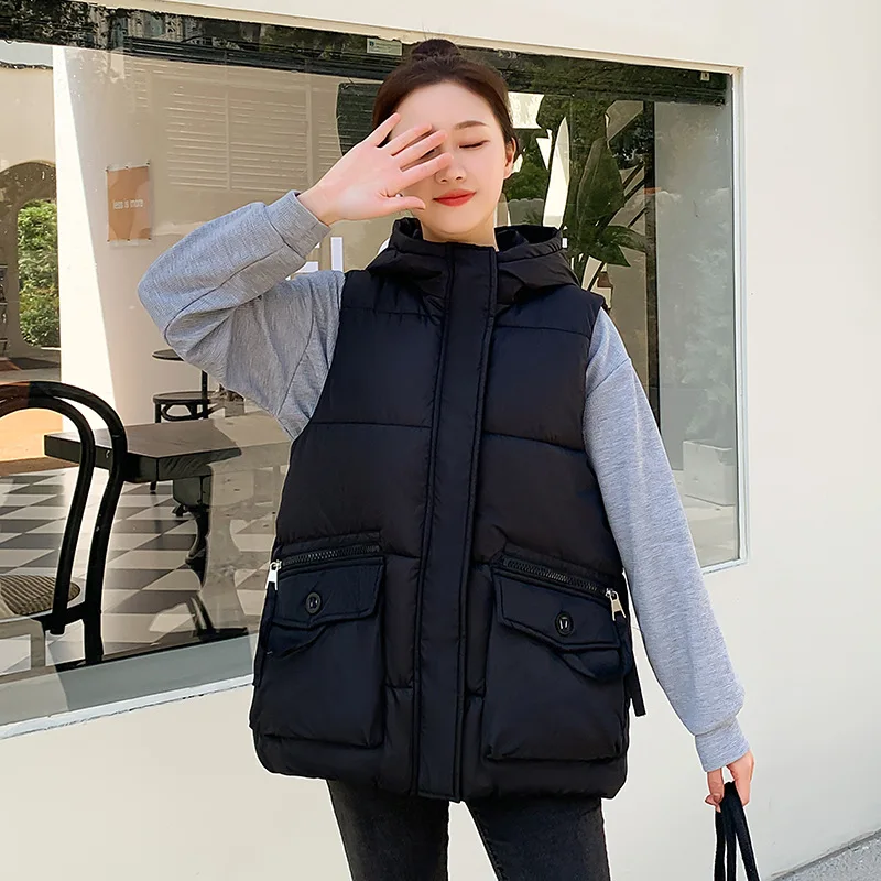 Женский короткий пуховый хлопковый жилет на осень/зиму 2024 свободный