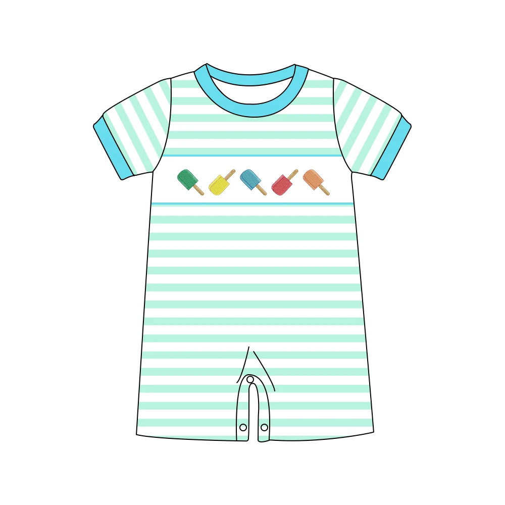 

2022 Baby Boy Clothes Jumpsuit SummerToddler Romper Ice-Cream Embroidery Infant Romper Lattice Beautiful Children Jumpsuit 0-3T