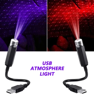 Romantic LED Car Roof Star Night Light Projector Galaxy Lamp USB Room Decoration Adjustable Auto Interior Decor Light