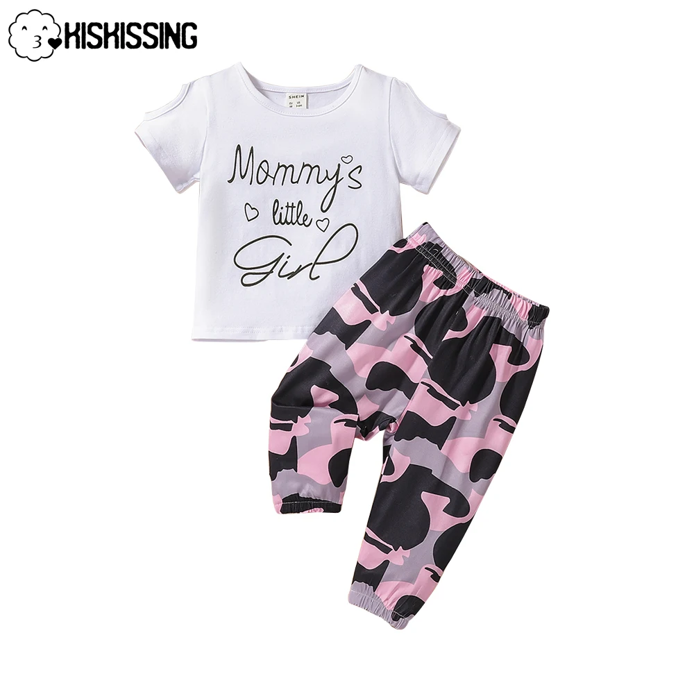 

KISKISSING Mother Kids Summer Set for Baby Girl Charm Camouflage Sets for Newborn Girl Fashion Short Sleeves Baby Girl Clothes
