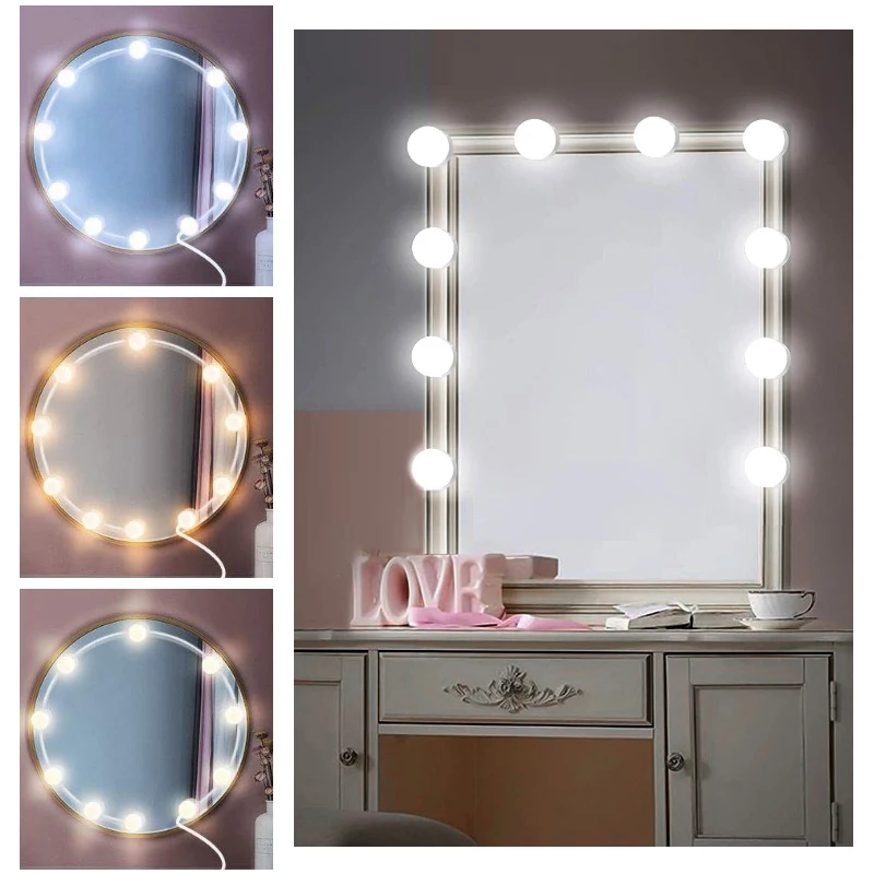 Светодиодный светильник макияж для макияжа с регулировкой яркости 10-макияж на