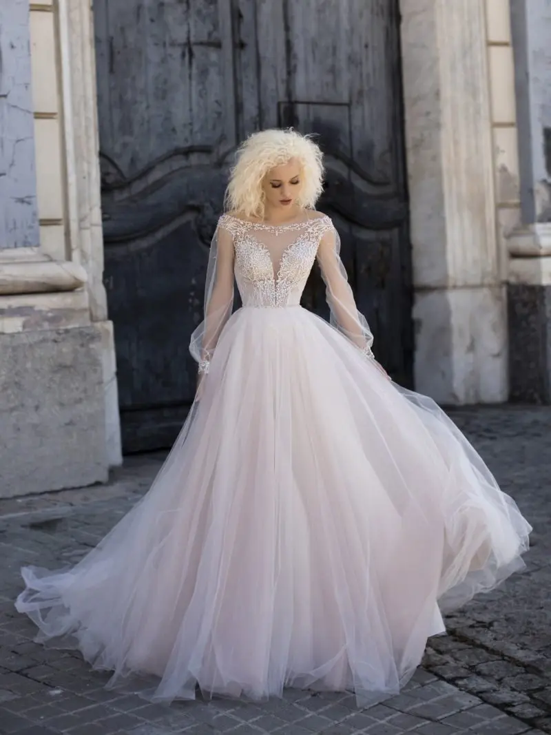

Classic Sexy A-Line Sweetheart Open Back Sweep Train Tulle Puff Sleeve Lace Applique Wedding Dress Bridal Gown Customizable