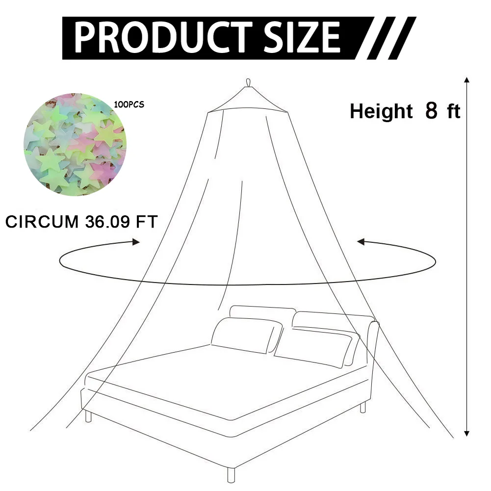 Розовая Купольная Москитная Сетка Для Кровати 1 8-2 М С 100-светящейся В Темноте