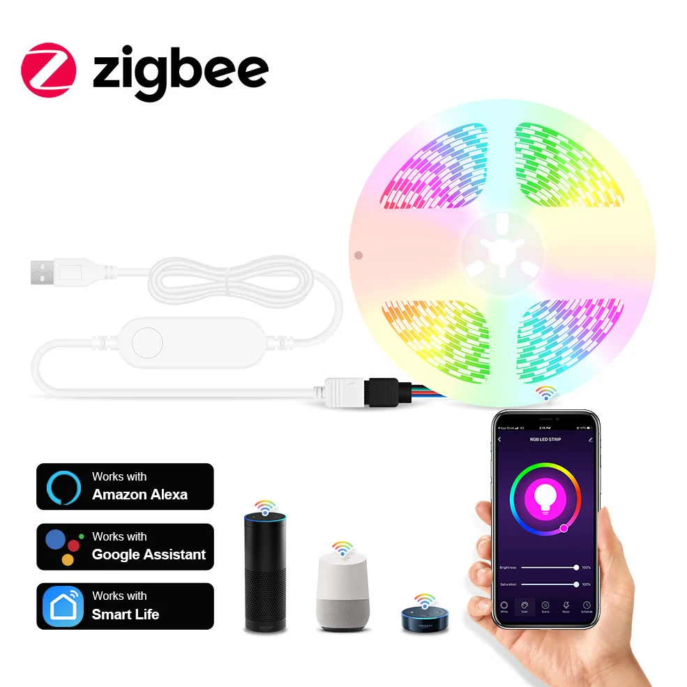 Светодиодная лента для умного дома Tuya Zigbee светодиодная лампа с подсветкой