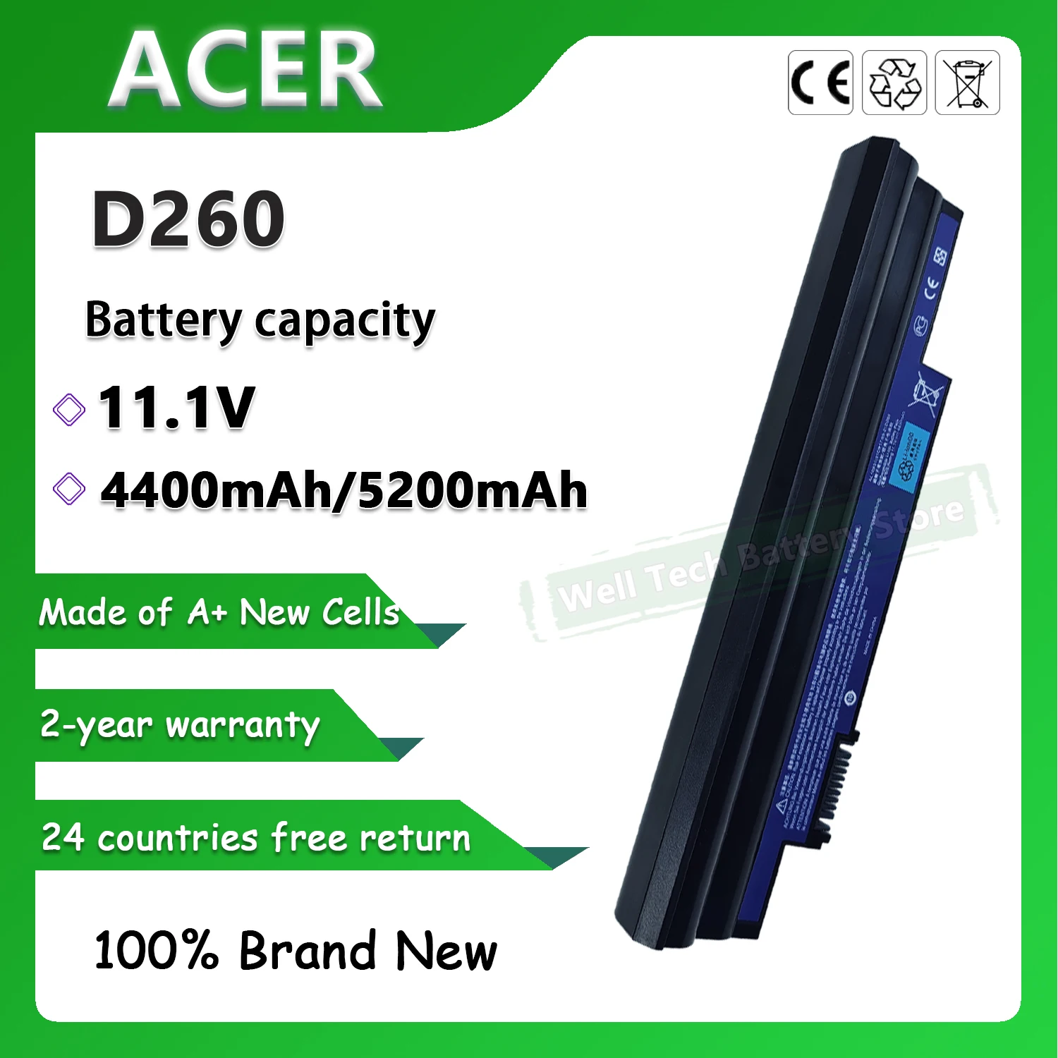 Аккумулятор для ноутбука D260 ACER ASPIRE ONE D255 D255E 722 AC700 Chromebook Cromia AC761 серия ZGB D270