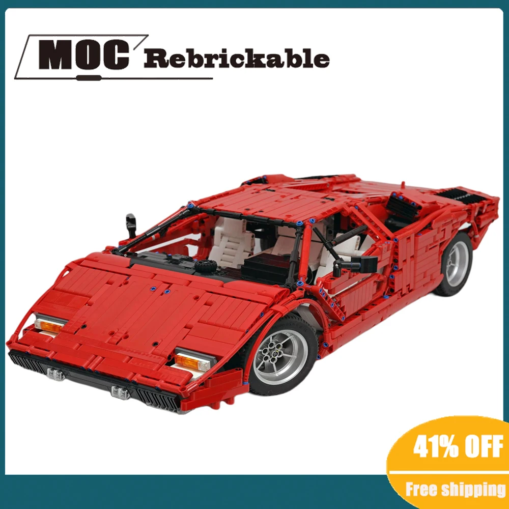 

3167PCS red 1974 Countach LP400 classic retro supercar static version racing technology ChildrenToy Christmas buildingBlocksGift