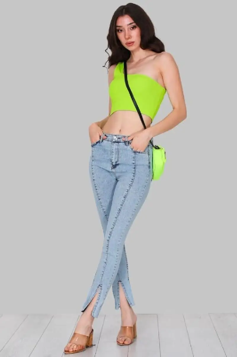 

Women Slim Fit DENIM PANTS BLUE High Waist Jeans 2022 Women Summer Trousers Tight Elasticity Pencil Denim Pants Trousers Jeans D