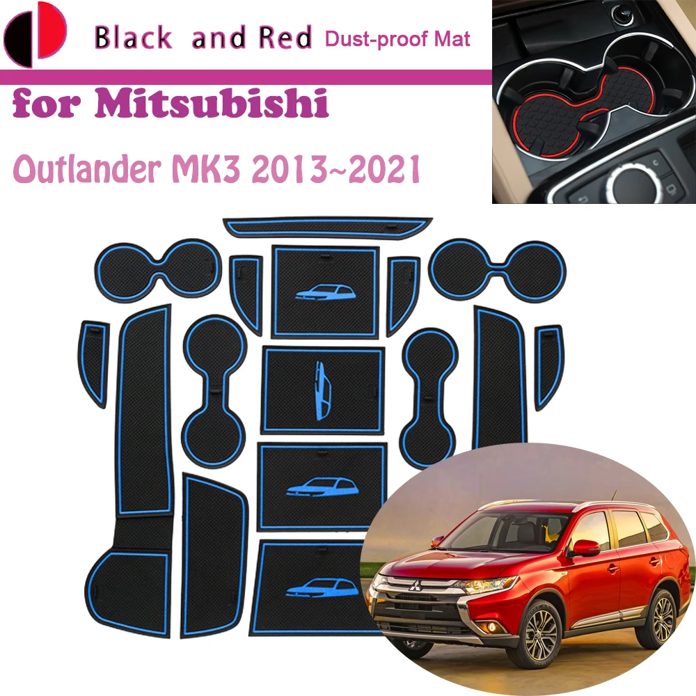 

Резиновый дверной коврик с желобом для Mitsubishi Outlander MK3 GF GG ZJ ZK ZL 2013 ~ 2021 2014 2015 2016 2017 2018 2019 2020, слот для хранения ворот, подставка, пыленепроницаемый автомобильный Стик, коврик