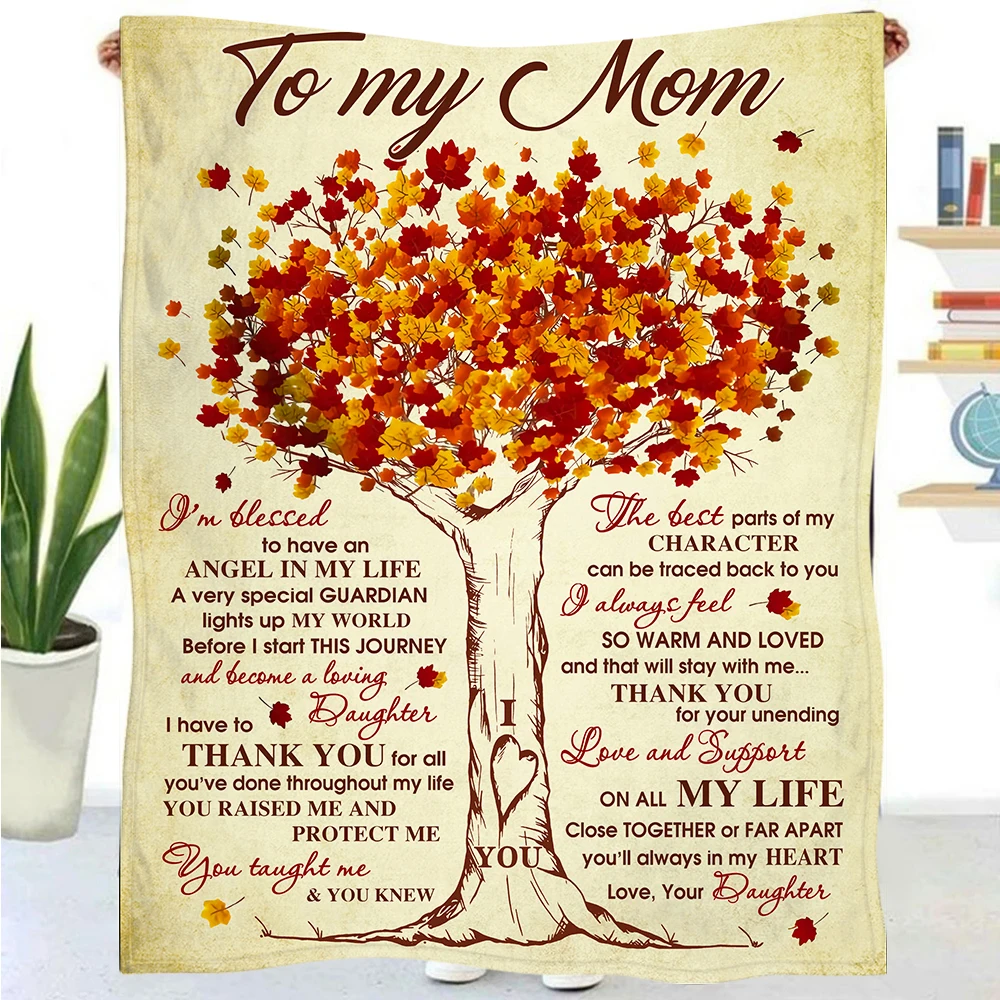 

Message Letter to Mom Blanket Multifunctional Soft Breathable Blanket Creative Birthday Gift Office Bedroom Sofa Decor Quilt