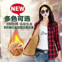 2022 winter new hot selling womens fleece thickening warm plaid shirt style coat jacket womens casual tops womens coats