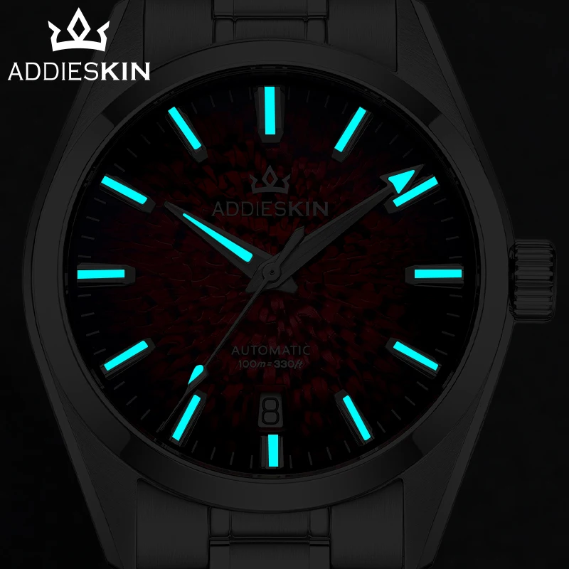 Мужские автоматические часы ADDIESKIN K003 с красным циферблатом, 38 мм, ультратонкие, с японским механическим механизмом Miyota 9015, BGW9, суперлюминесцентные, для дайвинга (art.: 3920db36e5ffc) - 3920db36e5ffc