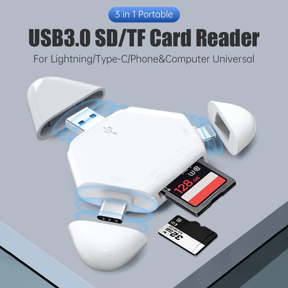 3 в 1 Многофункциональный Магнитный Высокоскоростной OTG-адаптер USB 2 0 для SD
