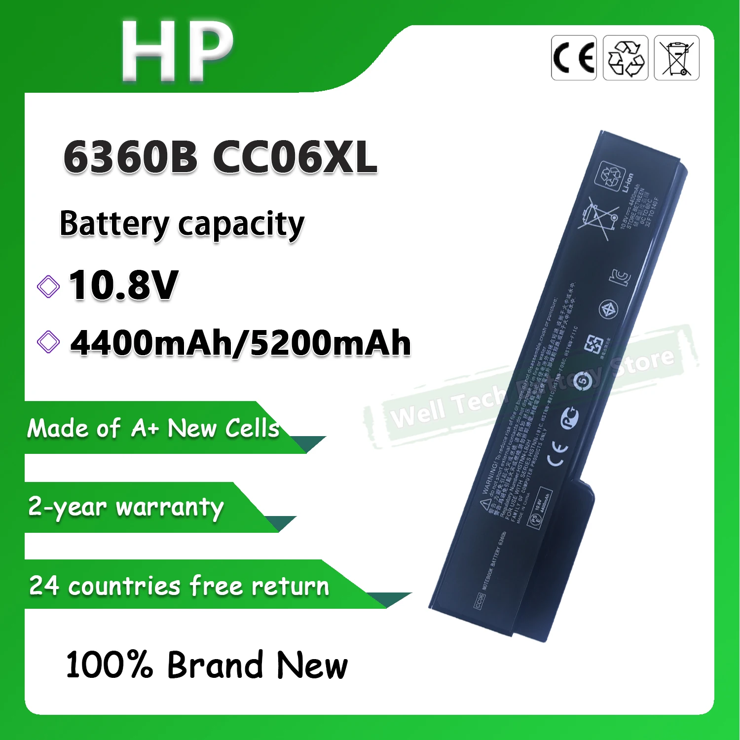 6360B CC06XL Аккумулятор для ноутбука HP EliteBook 8460p 8460w 8560p ProBook 6360b 6460b 6465b 6560b 6565b Series