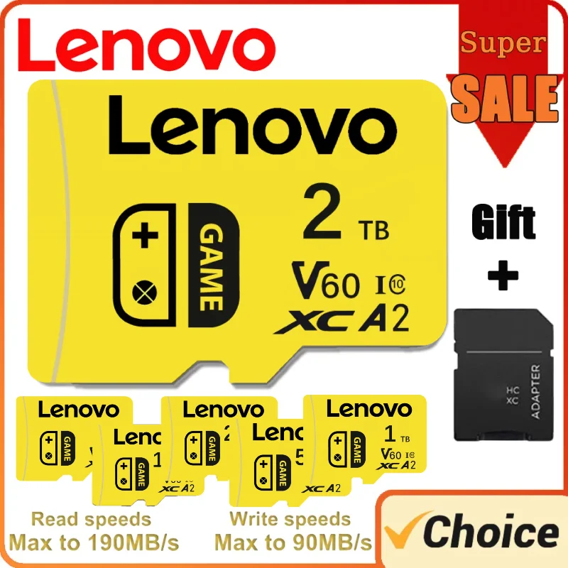 Lenovo 2 ТБ 1 Micro TF SD-карта Класс 10 256 ГБ Карта памяти 128 512 TF-карта Бесплатная доставка