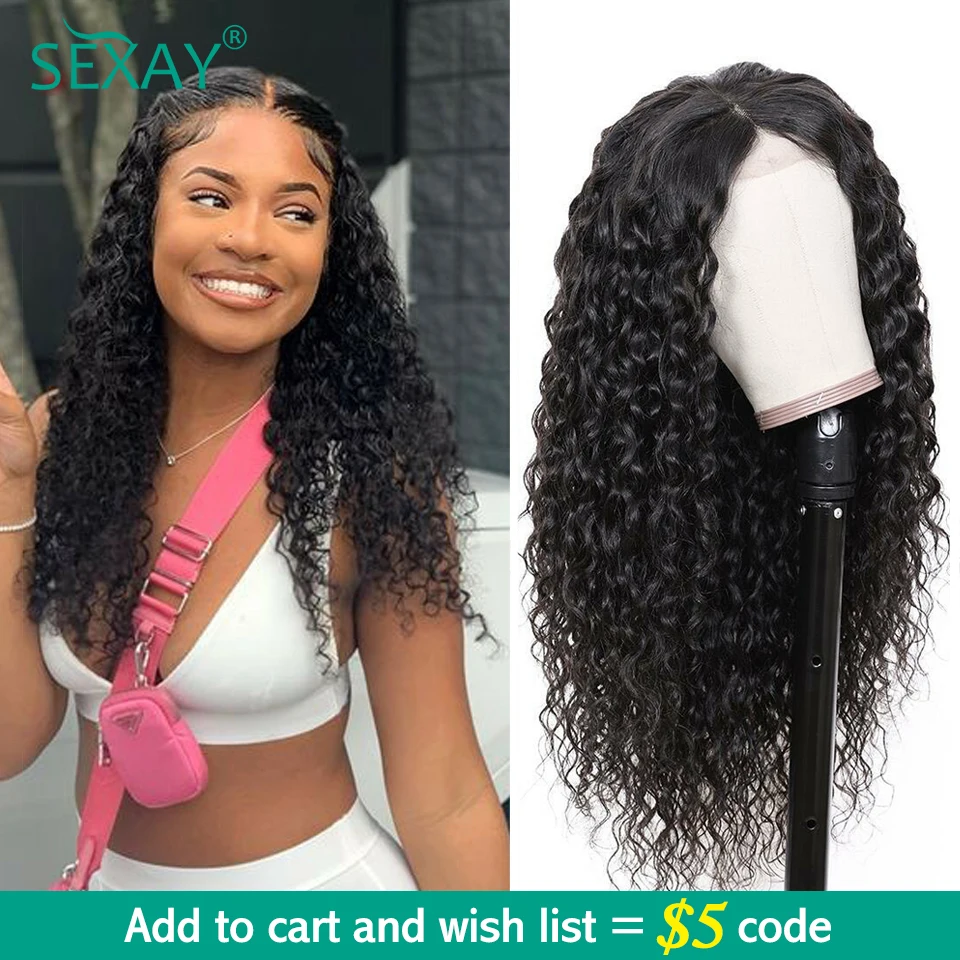 Sexay Water Wave Lace Front Wig Pre Plucked 150% Long Brazilian Human Hair Wigs 13x1 Middle T Part Bouncy Curly Lace Front Wigs