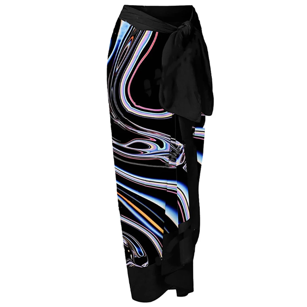 Fashion Solid Black Ruffled Bikinis Sexy Print One Piece Swimsuits Summer Beach Outfits for Women Bathing Suits Push Up Swimwear