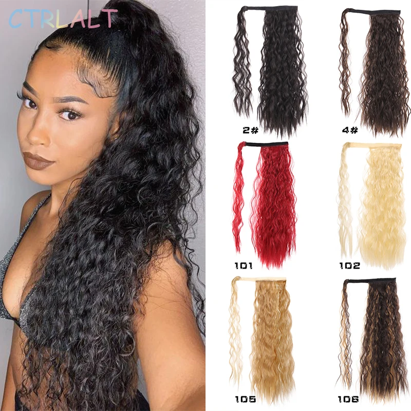 

CTRLALT Synthetic Wig Long Curly Ponytail Wrap Around Ponytail Clip In Hair Extensions Natural Wig Headgear