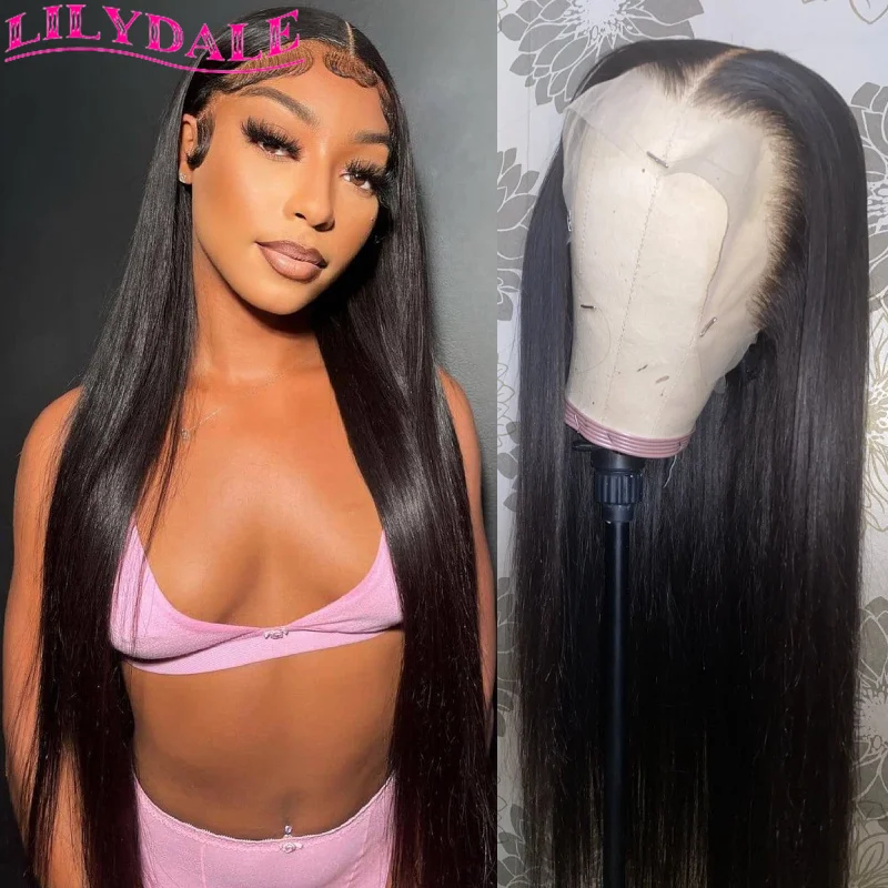 32” 6x6 HD Lace Closure Wig Human Hair Straight 13x4 13x6 Lace Frontal Wig Pre Plucked With Baby Hair Long Parting Wig For Women