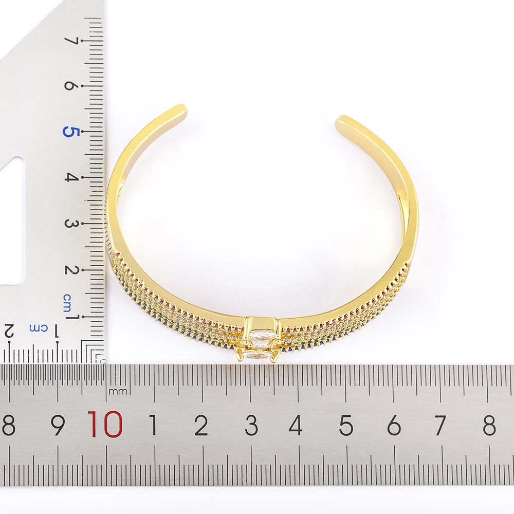 AIBEF Новая мода красочный циркон женский браслет трехслойный дизайн регулируемое