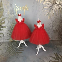 gardenwed red flower girl birthday dress puffy kids princess dress girl pageant dress kid girl wedding gown