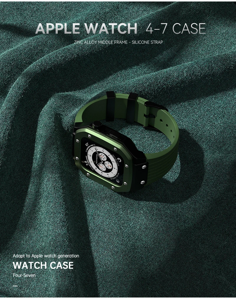 Modification Kit Metal Case+strap For Apple Watch bands Series 7 45mm Correa iWatch band 44mm