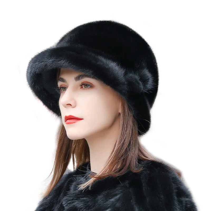 2022 Winter Hat Soft Russian Genuine Mink Fur Hat Women's Outdoor Winter Earmuff Ski Cap Keep Warm Ladies Fur Hat Free Shipping