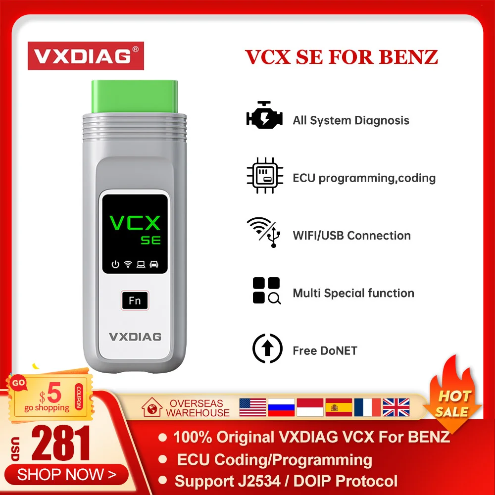 VXDIAG VCX SE originale per Benz C6 ECU codifica Offline Online strumento diagnostico del sistema completo per supporto strumento meccanico Mercedes DOIP