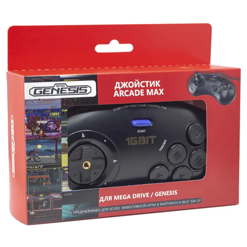 Геймпад Retro Genesis Controller 16 Bit Arcade Max черный |