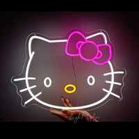 led aesthetic cute hello kit cat japan anime neon flex light sign home room wall decor kawaii anime bedroom decoration mural