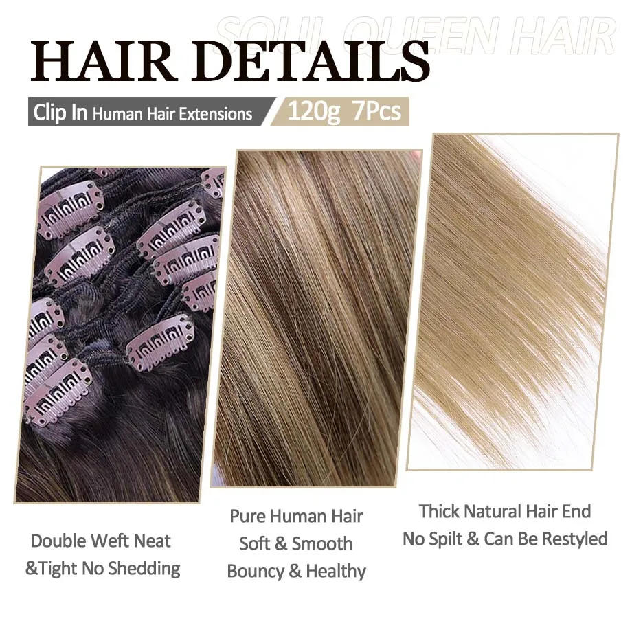 7 шт. прямые человеческие волосы для наращивания 120 г