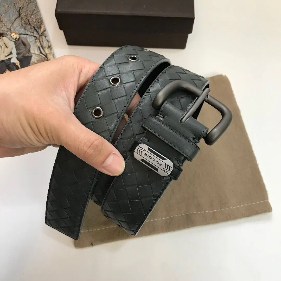 BOTTEGA VENETA Стиль 1: 1 Пояс Hmade из бычьей кожи Lier Steel Sblasted металла Elegant
