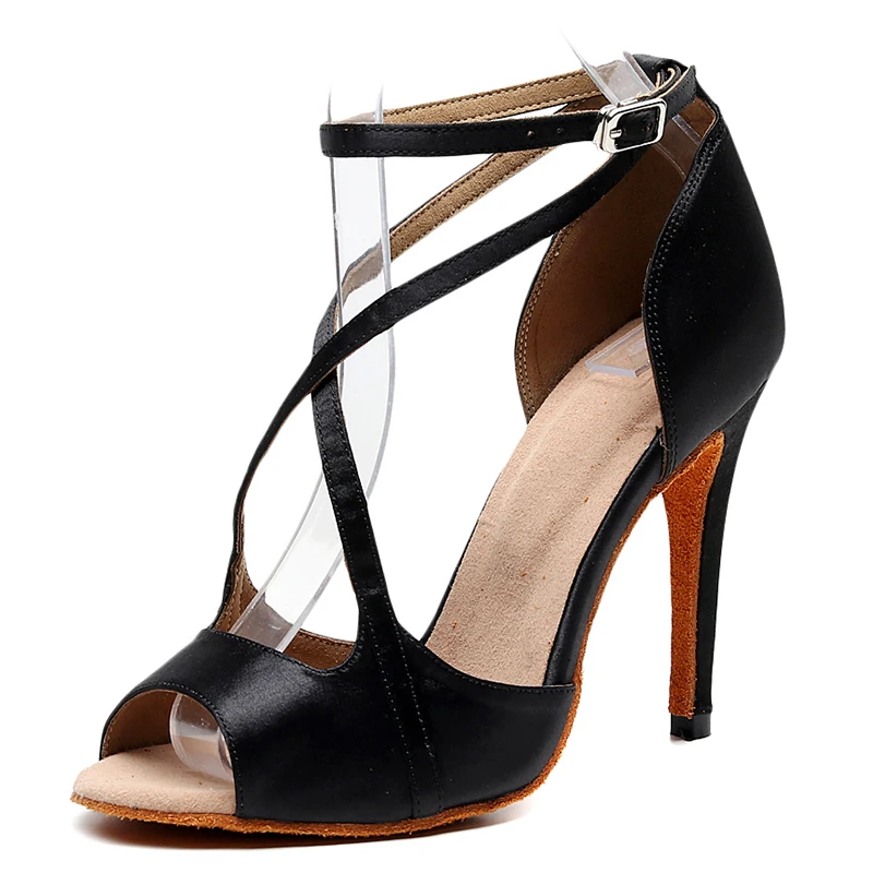 

Туфли женские на высоком каблуке, пикантные танцевальные туфли, шелковая пятнистая обувь для латинских танцев, сальса, бальных танцев, крас...