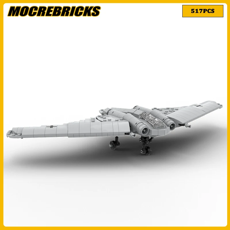 

Military Battle Fighter Series Air Force Horten Ho 229 Bomber MOC Building Blocks WW2 Plane Model Bricks Toys Children's Gifts