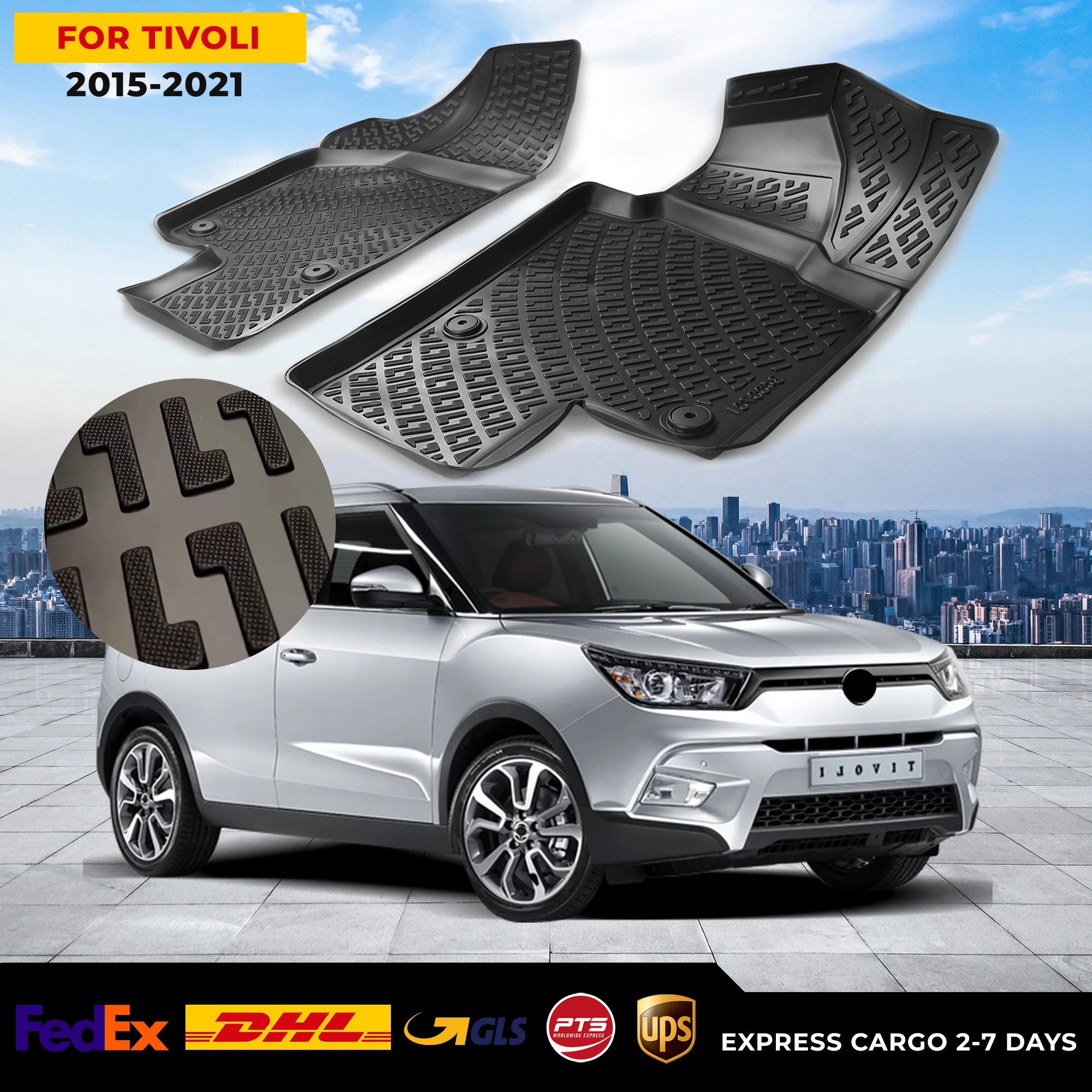 

3D автомобильный напольный коврик для SsangYong Tivoli 2015-2021, водонепроницаемый специальный коврик для ног, аксессуары, коврики, Нескользящие