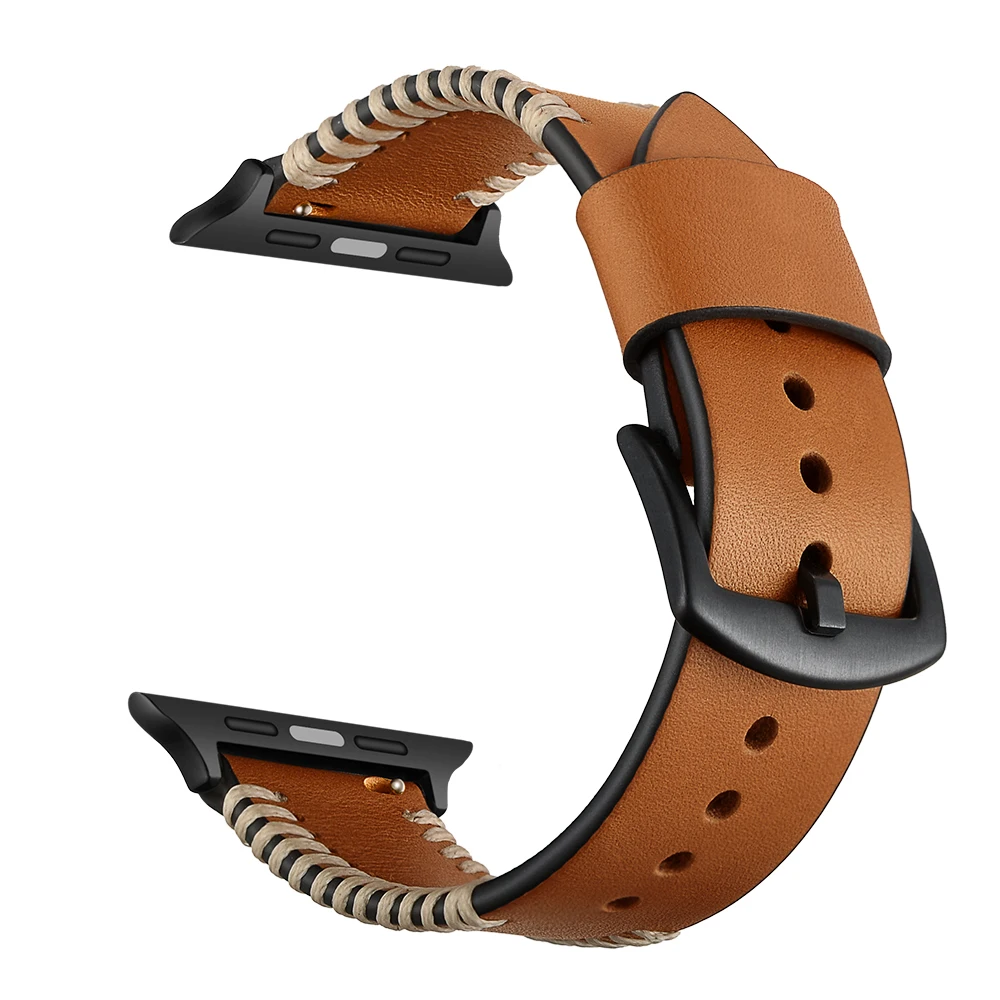 Quality Genuine Leather Strap Band For Apple Watch 45mm 41mm 44mm 40mm 42mm 38mm Series 7 SE 6 5 4 3 iWatch Bracelet Watchband