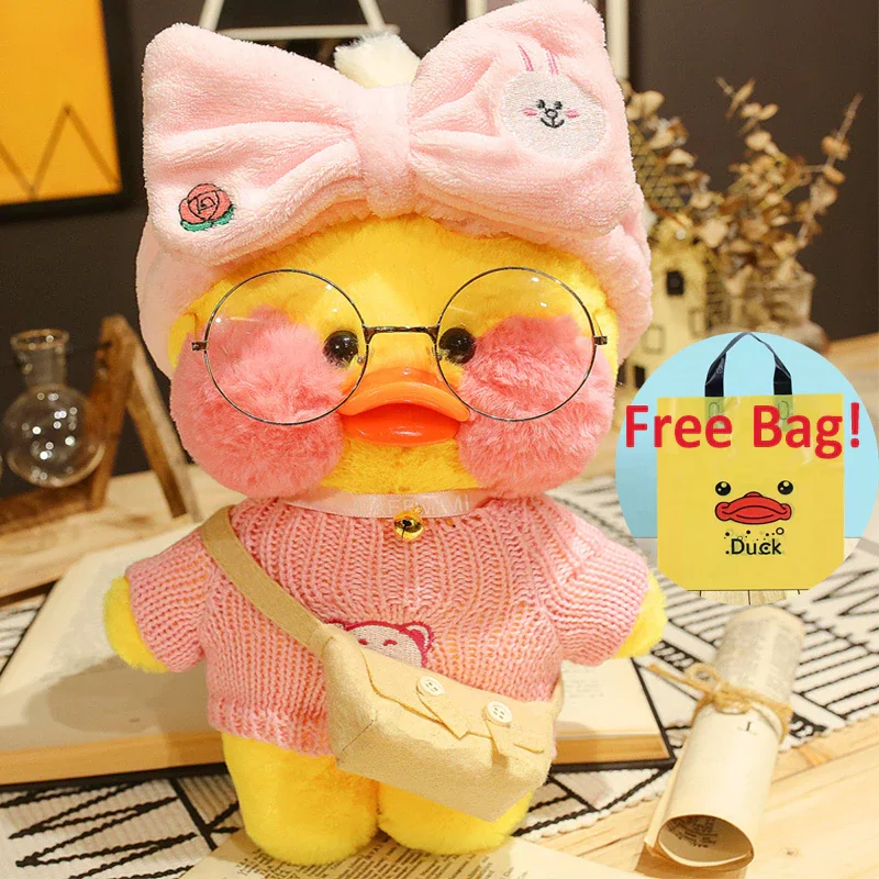 30cm Kawaii Cartoon LaLafanfan Cafe Duck Plush Toy Stuffed Soft Kawaii Duck Doll Animal Pillow Birthday Gift for Kids Children