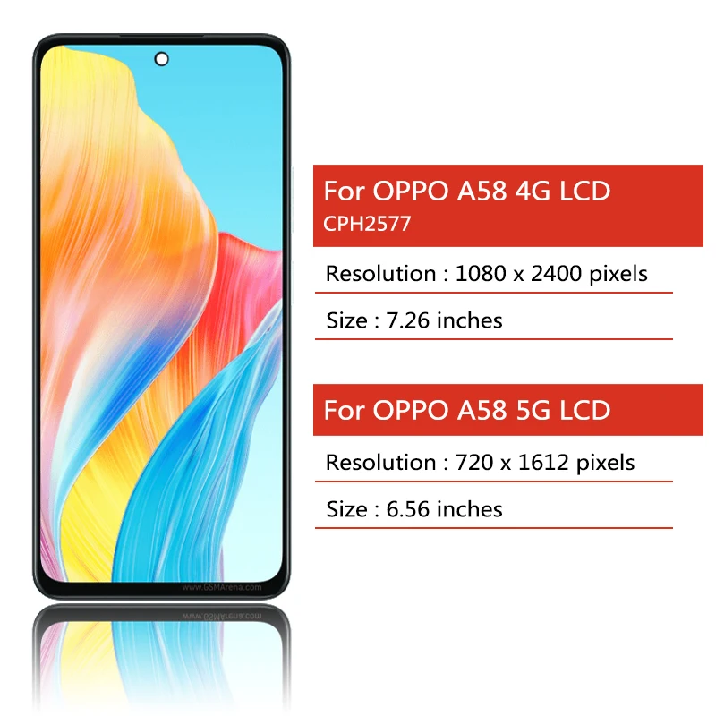 Тест A58 экран для Oppo 4G/5G LCD CPH2577 дисплея + сенсорная панель дигитайзер Запасные
