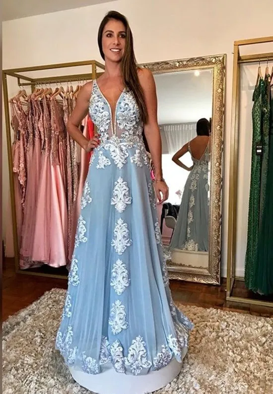 

HF874 Prom A-Line Evening Dresses Elegant Sleeveless Formal Charming V-Neck Gowns Robe De Soiree فستان سهرة Vestido De Noche