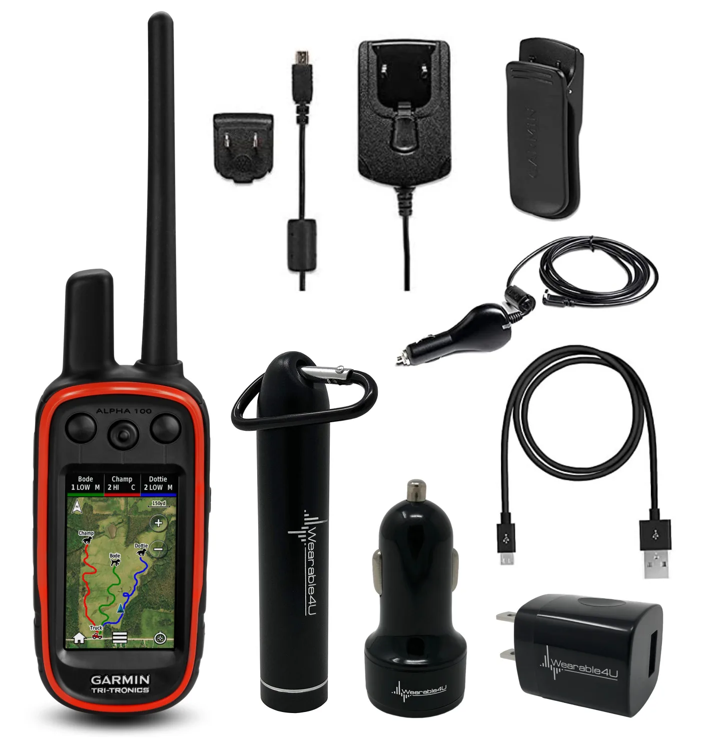 

ORIGINAL NEW Gar-mins Alphas 100 Bundle, Includes Handhelds and TT 15 Dogs Device, Multi-dog Trackings GPS and Remotes T